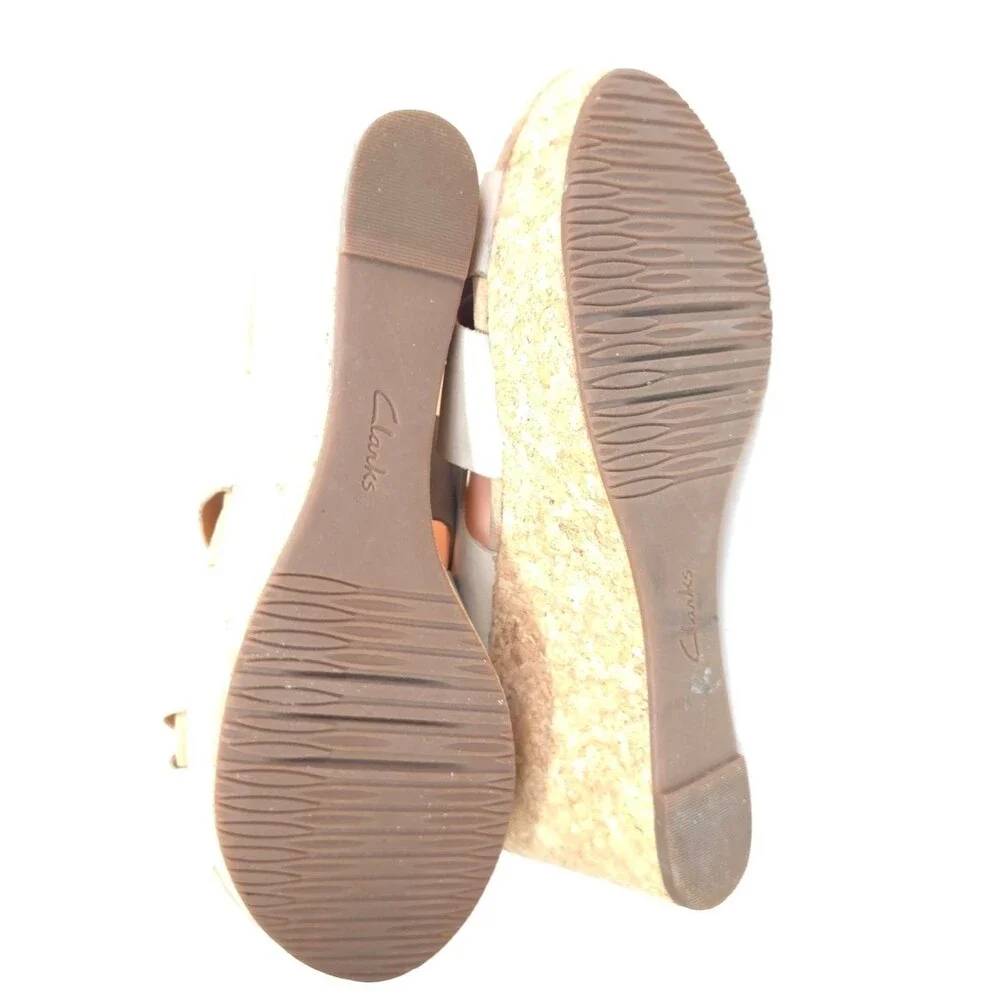 Clarks Annadel Eirwyn Sand Nubuck Cork Wedge Sandals Slingback Size 12